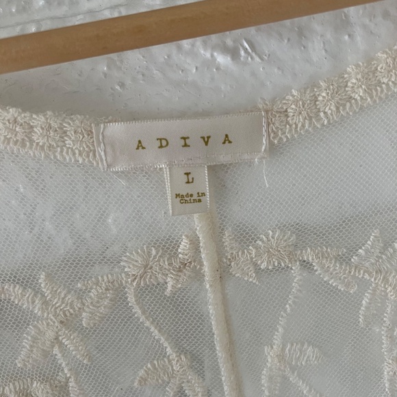 Adiva Boho Embroidered Lace Kimono Open Front Bell Sleeves Sz L - Picture 6 of 8